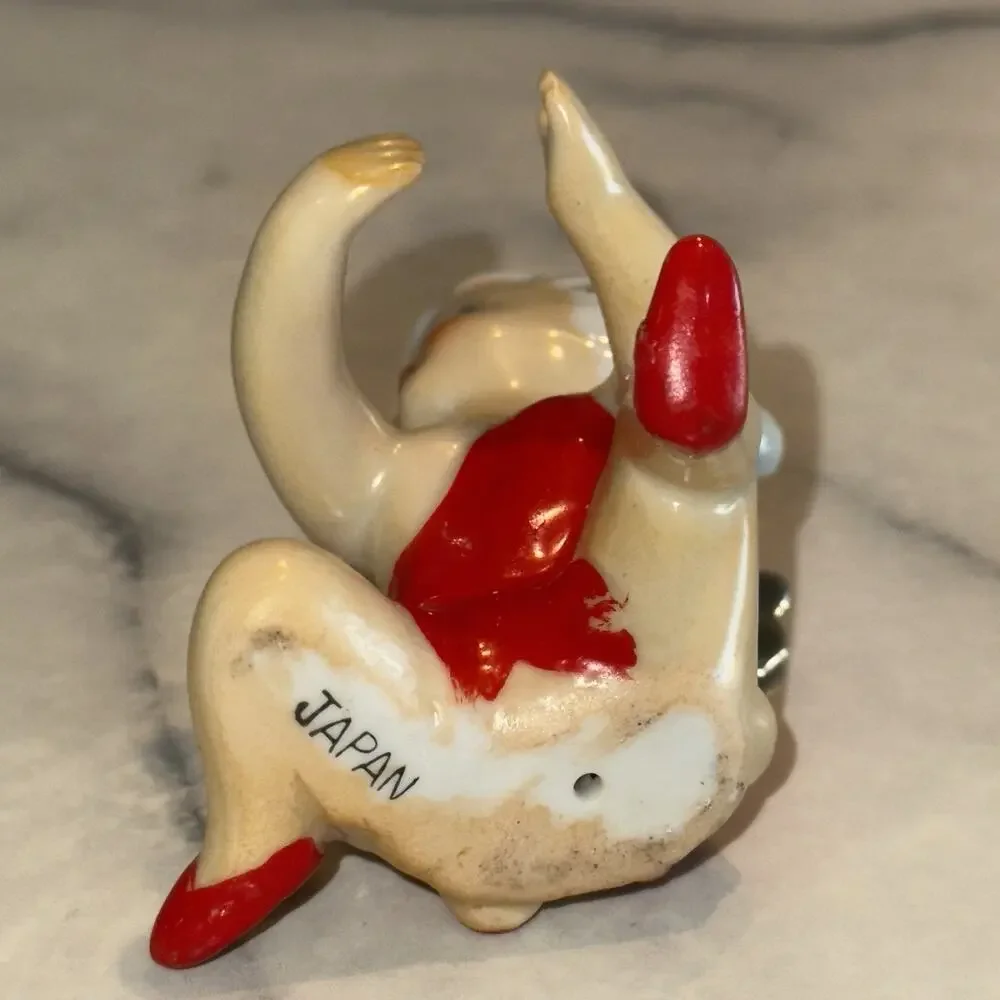 Vintage Angel Pixie Fairy Ceramic Candle Hugger Climber Holder Christmas Kitschy